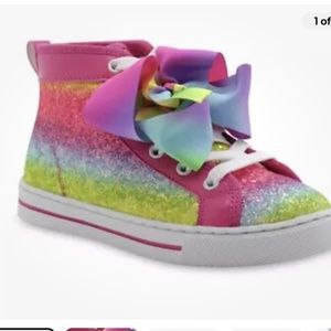 Nickelodeon Multi Glitter Stripe HighTop Sparkle Sneaker Girls Size 4 NEW